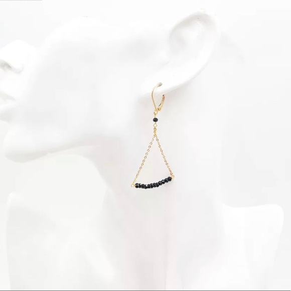 Black Spinel Gemstone Sterling Silver Earrings - Picture 3 of 3